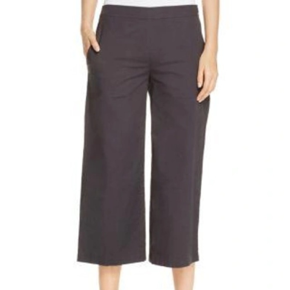 Eileen Fisher Organic Cotton Cropped Wide Leg Pants Size L